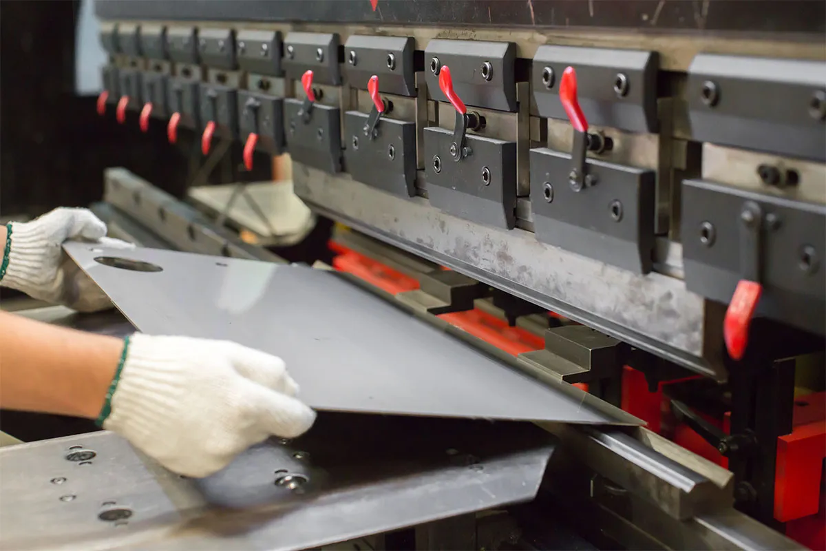 Sheet metal being folded on a press brake